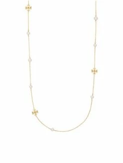 Tory Burch Kira Necklace 18K-Gold-Plated Pearl Long Cultured