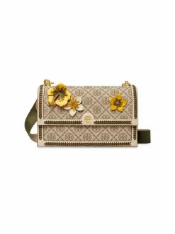 Tory Burch Shoulder Bag T Monogram Floral Braided