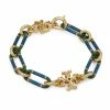 Tory Burch Bracelet Chain Enamel Stripe Roxanne Goldtone