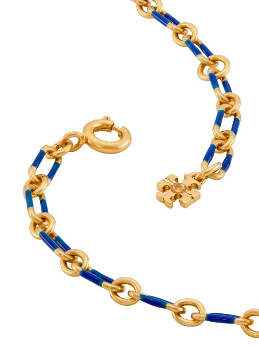 Tory Burch Necklace Chain Epoxy Stone Striped Semi-Preciou Roxanne Goldtone, 3 Tory Burch Necklace Chain Epoxy Stone Striped Semi-Preciou Roxanne Goldtone, - Image 3