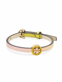 Tory Burch Miller Bracelet Enamel, 18K-Gold-Plated, Leather Wrap
