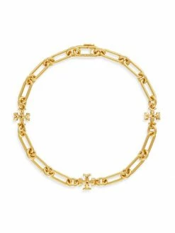 Tory Burch Necklace Goldplated Zirconia Cubic Roxanne Short Chain
