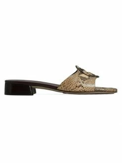 Tory Burch Bombé Miller Sandal Leather Slide Snake-Embossed
