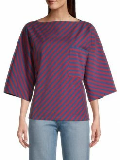 Tory Burch T-Shirt Diagonal-Striped -Tory Burch Shop unnamed file 1089
