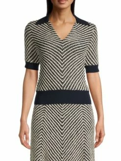 Tory Burch Polo Chevron Stripe Short-Sleeve -Tory Burch Shop unnamed file 1109