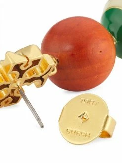 Tory Burch Earring Roxanne 18K-Gold-Plated, Resin Wood, Double-Drop Mismatched -Tory Burch Shop unnamed file 1139