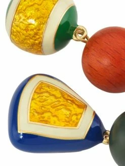 Tory Burch Earring Roxanne 18K-Gold-Plated, Resin Wood, Double-Drop Mismatched -Tory Burch Shop unnamed file 1140