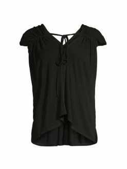 Tory Burch Top Jersey Cap-Sleeve Ruched