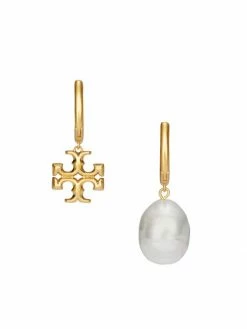 Tory Burch Kira Earring Pearl 18K Gold-Plated Drop Baroque Mismatched