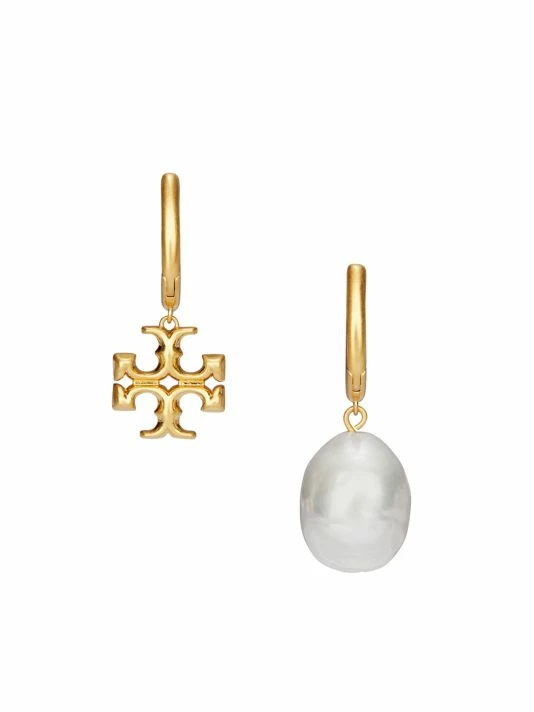 Tory Burch Kira Earring Pearl 18K Gold-Plated Drop Baroque Mismatched 1 Tory Burch Kira Earring Pearl 18K Gold-Plated Drop Baroque Mismatched
