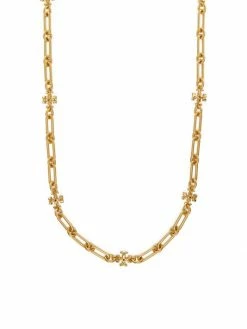 Tory Burch Necklace Roxanne 18K Gold-Plated Long Logo Chain