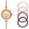 Tory Burch Set Watch Bangle Reva Stainless Steel Goldtone Rose