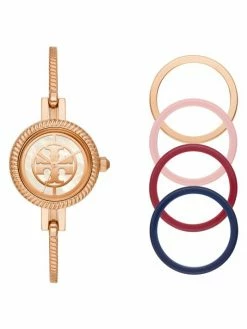 Tory Burch Set Watch Bangle Reva Stainless Steel Goldtone Rose