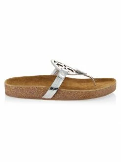 Tory Burch Miller Sandal Metallic Thong Leather Cloud