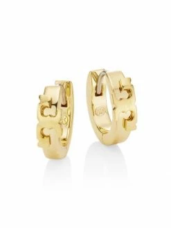 Tory Burch Huggie Earring Logo Serif-T Hoop Goldtone