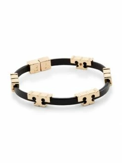 Tory Burch Bracelet Serif-T Leather Goldtone Stackable Black -Tory Burch Shop unnamed file 1478