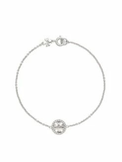 Tory Burch Bracelet Crystal Chain Pave Miller Silvertone