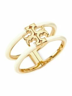 Tory Burch Bangle Kira 18K-Gold-Plated Enamel Wide Logo