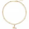 Tory Burch Cord Necklace Kira Goldtone, Wax Pearl Layered