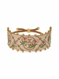 Tory Burch Bracelet T Monogram Textile Leather Floral