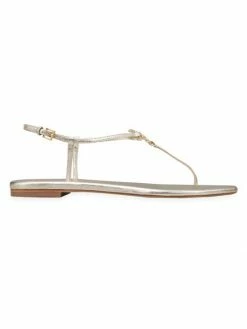 Tory Burch Sandal Leather Ankle-Strap Capri Metallic