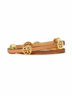 Tory Burch Bracelet Leather Miller Goldtone Double-Wrap