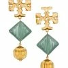 Tory Burch Earring Resin Clip-On Logo Drop Roxanne Goldtone