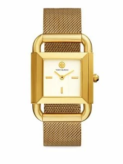 Tory Burch Phipp Watch Bracelet Stainless Steel Mesh Goldtone