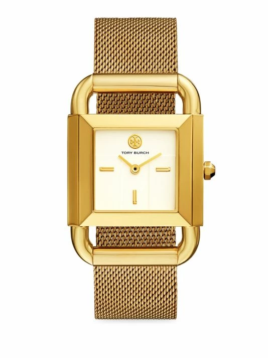 Tory Burch Phipp Watch Bracelet Stainless Steel Mesh Goldtone 1 Tory Burch Phipp Watch Bracelet Stainless Steel Mesh Goldtone