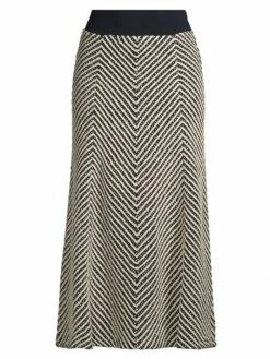 Tory Burch Skirt Midi Chevron Stripe