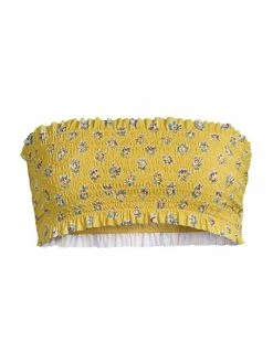 Tory Burch Bikini Top Floral Bandeau Smocked