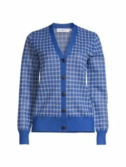 Tory Burch Boyfriend Cardigan Plaid