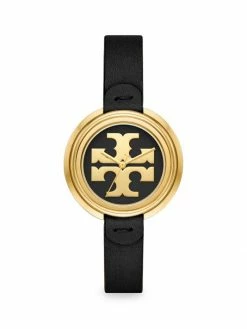Tory Burch Watch The Miller Stainless Steel Leather Strap Goldtone