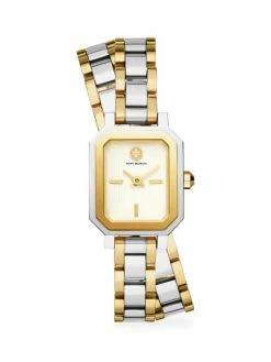 Tory Burch Robinson Watch Bracelet Stainless Steel Two-Tone Double-Wrap