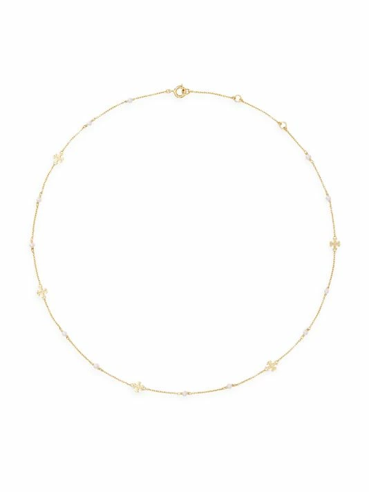 Tory Burch Kira Necklace 18K-Gold-Plated Pearl Cultured 1 Tory Burch Kira Necklace 18K-Gold-Plated Pearl Cultured
