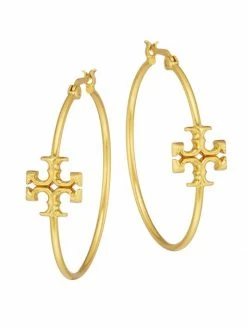 Tory Burch Earring Kira Logo Hoop Goldtone