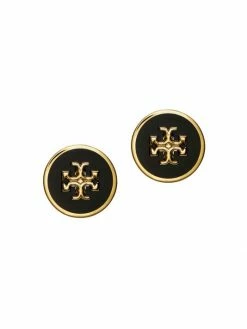 Tory Burch Earring Kira 18K-Gold-Plated Enamel Logo Stud