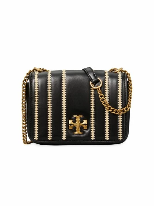 Tory Burch Kira Raffia Shoulder Bag Leather Striped 1 Tory Burch Kira Raffia Shoulder Bag Leather Striped