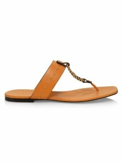 Tory Burch Sandal Thong Leather Plaque Vintage