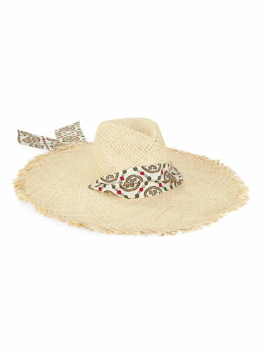 Tory Burch Logo Tie Straw Hat 1 Tory Burch Logo Tie Straw Hat