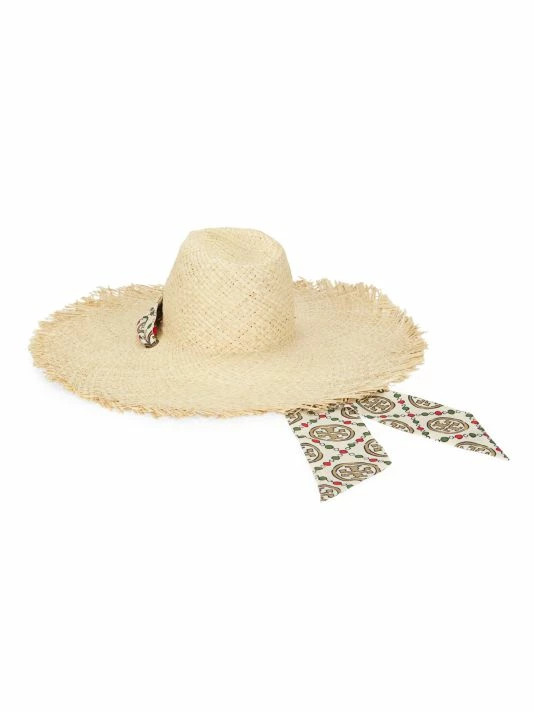 Tory Burch Logo Tie Straw Hat 2 Tory Burch Logo Tie Straw Hat - Image 2