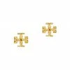 Tory Burch Earring Roxanne Logo Stud Goldtone