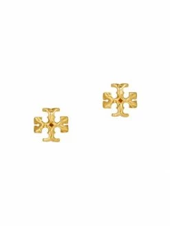 Tory Burch Earring Roxanne Logo Stud Goldtone