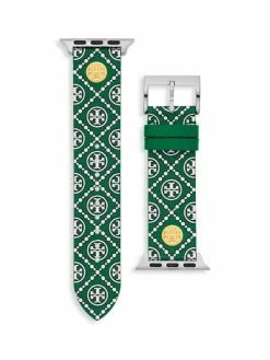 Apple® Tory Burch Watch Medallion Strap/38Mm Leather 40Mm Logo-Print Green