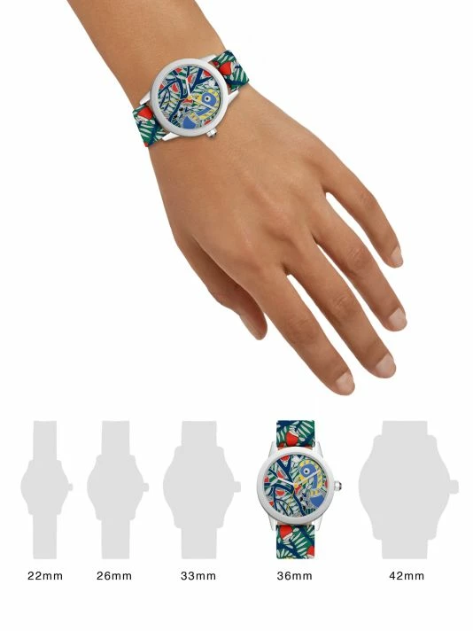 Tory Burch The Gigi Watch Stainless Steel Multicolor Three-Hand Bird-Print Leather Exotic 2 Tory Burch The Gigi Watch Stainless Steel Multicolor Three-Hand Bird-Print Leather Exotic - Image 2