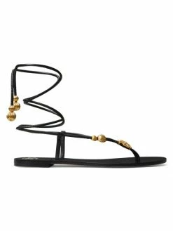 Tory Burch Sandal Ivory Leather Lace-Up New Capri