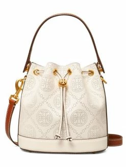 Tory Burch Bag T Monogram Leather Perforated Bucket