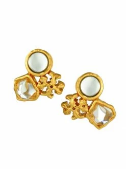 Tory Burch Earring Logo Roxanne Stud Cluster Goldtone