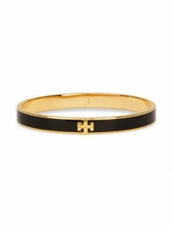 Tory Burch Logo Bracelet Kira Enamel Goldtone Slim Cuff Hinged