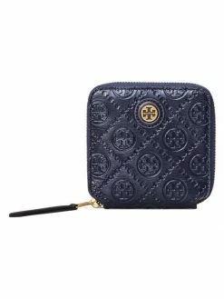 Tory Burch Wallet T Monogram Leather Bi-Fold Midnight